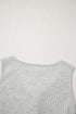 Light Grey Waffle Knit Sleeveless Buttoned Front Drawstring Waist Romper
